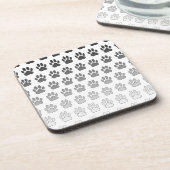 Gradient Paw Prints in Black & White & Gray Getränkeuntersetzer (Linke Seite)
