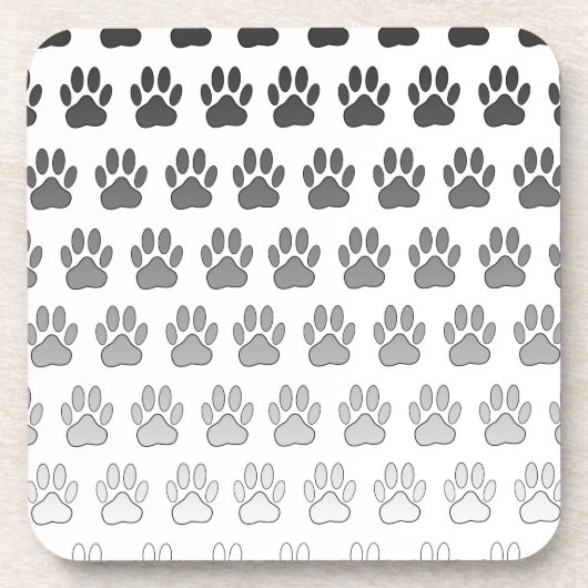 Gradient Paw Prints in Black & White & Gray Getränkeuntersetzer (Vorderseite)