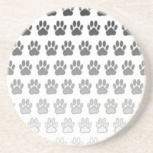 Gradient Paw Prints in Black & White & Gray Untersetzer