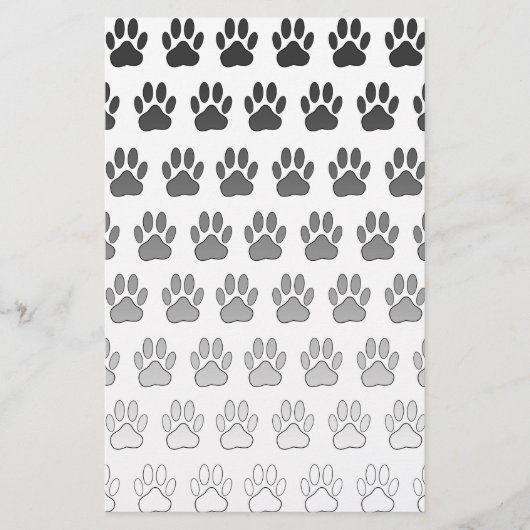 Gradient Paw Prints in Schwarz & Weiß & Grau Briefpapier (Vorderseite)