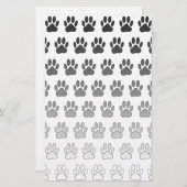 Gradient Paw Prints in Schwarz & Weiß & Grau Briefpapier (Vorne/Hinten)