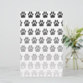 Gradient Paw Prints in Schwarz & Weiß & Grau Briefpapier (Stehend Vorderseite)