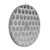 Gradient Paw Prints in Schwarz & Weiß & Grau Dartscheibe (Vorderseite Links)