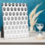 Gradient Paw Prints in Schwarz & Weiß & Grau Fotoplatte (Seite)