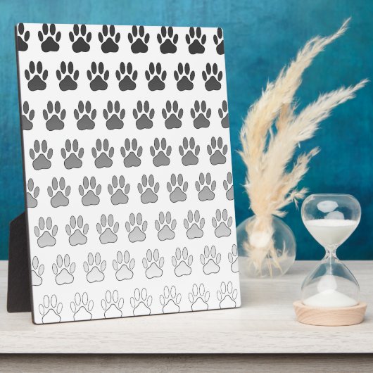 Gradient Paw Prints in Schwarz & Weiß & Grau Fotoplatte (Seite)