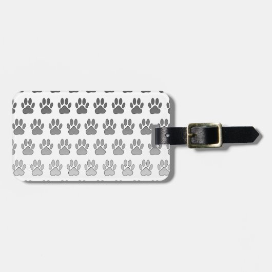 Gradient Paw Prints in Schwarz & Weiß & Grau Gepäckanhänger (Vorderseite horizontal)