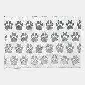 Gradient Paw Prints in Schwarz & Weiß & Grau Geschirrtuch (Horizontal)