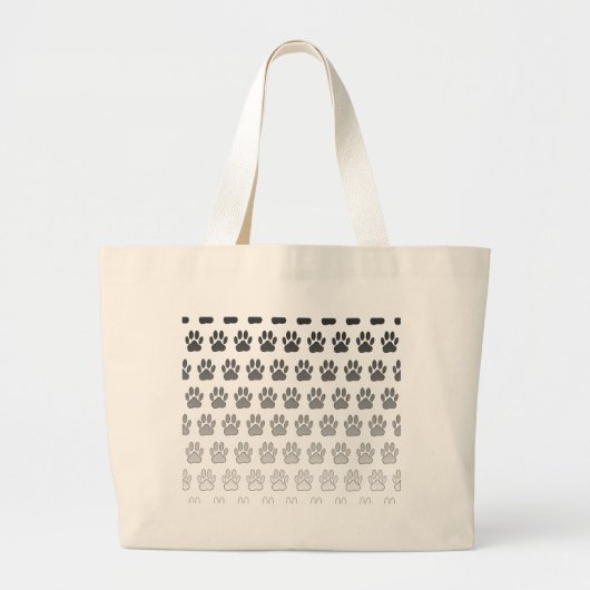 Gradient Paw Prints in Schwarz & Weiß & Grau Jumbo Stoffbeutel (Vorne)