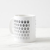 Gradient Paw Prints in Schwarz & Weiß & Grau Kaffeetasse (Vorderseite Links)