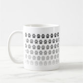 Gradient Paw Prints in Schwarz & Weiß & Grau Kaffeetasse (Links)