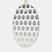 Gradient Paw Prints in Schwarz & Weiß & Grau Keramik Ornament (Links)