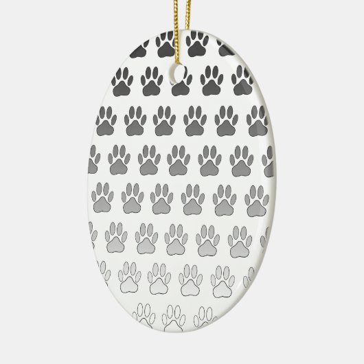 Gradient Paw Prints in Schwarz & Weiß & Grau Keramik Ornament (Links)