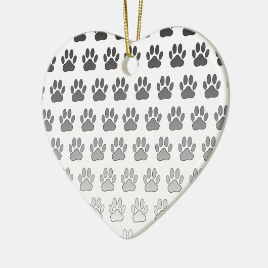 Gradient Paw Prints in Schwarz & Weiß & Grau Keramik Ornament (Links)