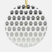 Gradient Paw Prints in Schwarz & Weiß & Grau Keramik Ornament (Vorne)
