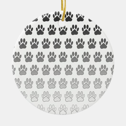 Gradient Paw Prints in Schwarz & Weiß & Grau Keramik Ornament (Vorne)