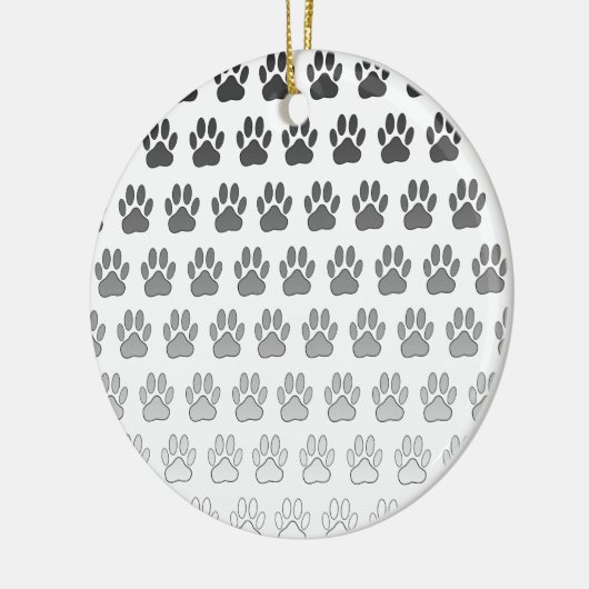 Gradient Paw Prints in Schwarz & Weiß & Grau Keramik Ornament (Links)