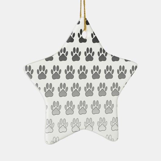 Gradient Paw Prints in Schwarz & Weiß & Grau Keramik Ornament (Rechts)
