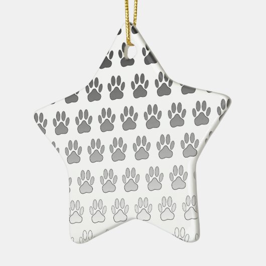 Gradient Paw Prints in Schwarz & Weiß & Grau Keramik Ornament (Links)
