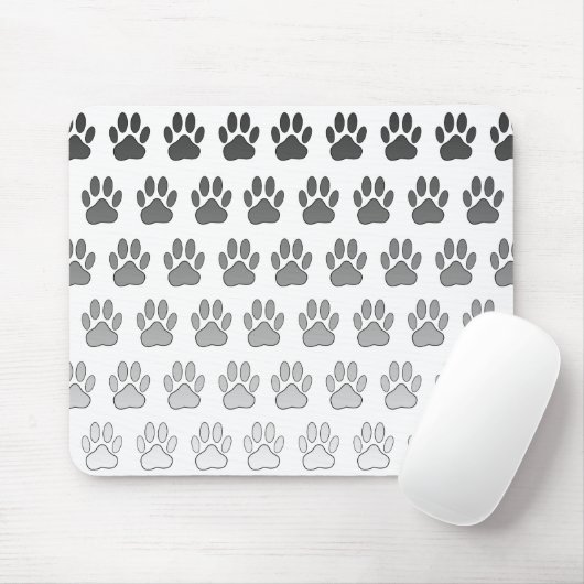 Gradient Paw Prints in Schwarz-weiß & grau Mousepad (Mit Mouse)