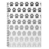 Gradient Paw Prints in Schwarz & Weiß & Grau Notizblock (Vorderseite)