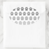 Gradient Paw Prints in Schwarz & Weiß & Grau Ovaler Aufkleber (Tasche)