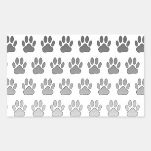 Gradient Paw Prints in Schwarz & Weiß & Grau Rechteckiger Aufkleber