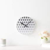 Gradient Paw Prints in Schwarz & Weiß & Grau Runde Wanduhr (Zuhause)