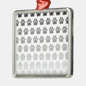 Gradient Paw Prints in Schwarz & Weiß & Grau Silbernes Ornament (Links)