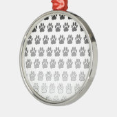 Gradient Paw Prints in Schwarz & Weiß & Grau Silbernes Ornament (Links)