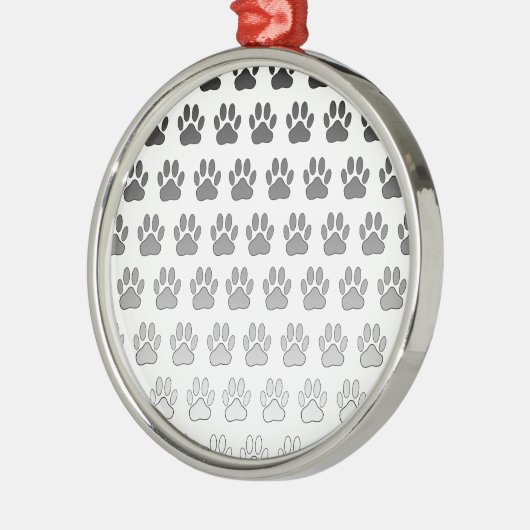 Gradient Paw Prints in Schwarz & Weiß & Grau Silbernes Ornament (Links)