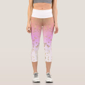 Gradient peach lila white gold star pattern capri leggings (Vorderseite)