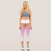 Gradient peach lila white gold star pattern capri leggings (Vorderseite)