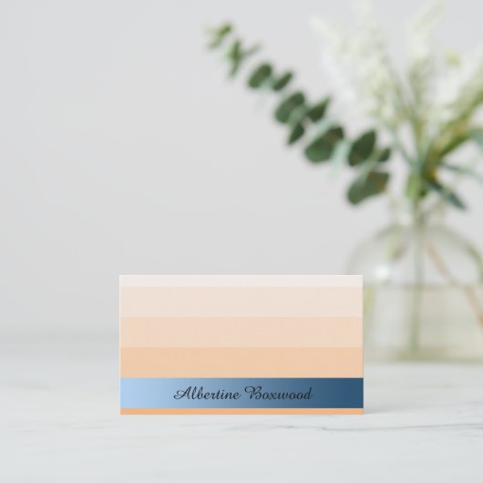 Gradient Peach with Blue Banner Custom Text Visitenkarte (Stehend Vorderseite)