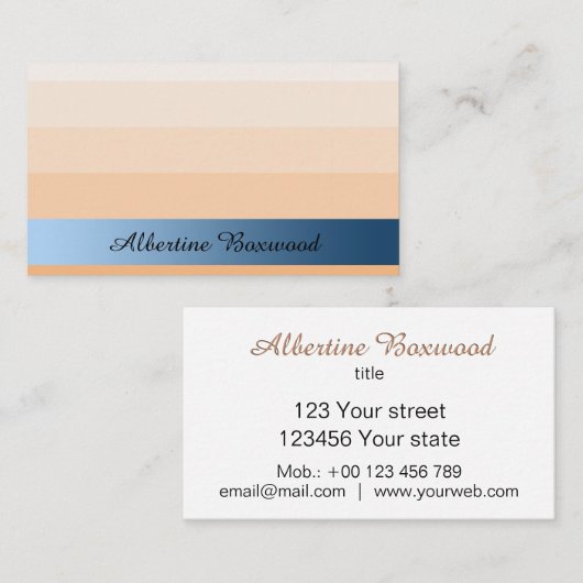 Gradient Peach with Blue Banner Custom Text Visitenkarte (Vorne/Hinten)