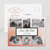 Gradient Peachy Coral Foto Save the Date Postkarte (Vorne/Hinten)