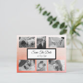 Gradient Peachy Coral Foto Save the Date Postkarte (Stehend Vorderseite)