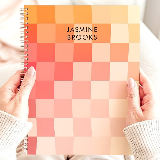Gradient Pink Checkerboard Individuelle Name Planer