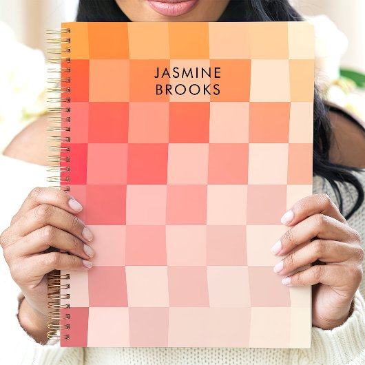 Gradient Pink Checkerboard Individuelle Name Planer