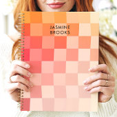 Gradient Pink Checkerboard Individuelle Name Planer
