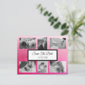 Gradient Pink Foto Save the Date Postkarte (Stehend Vorderseite)
