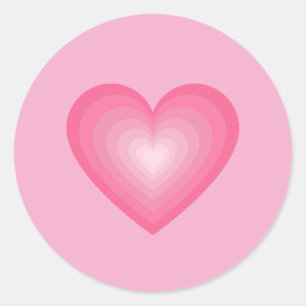 Gradient Pink Heart Design - Pastellrosa Liebe Zei Runder Aufkleber