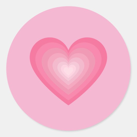 Gradient Pink Heart Design - Pastellrosa Liebe Zei Runder Aufkleber (Vorderseite)