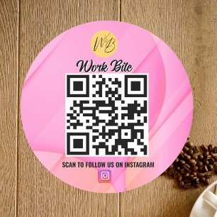 Gradient Pink Wave Business Instagramm Qr Code Runder Aufkleber