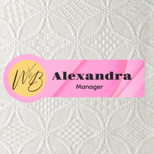 Gradient Pink Wave Moderner Restaurantmitarbeiter Namensschild