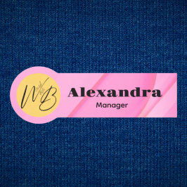 Gradient Pink Wave Moderner Restaurantmitarbeiter Namensschild