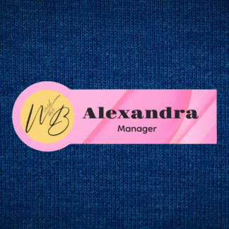 Gradient Pink Wave Moderner Restaurantmitarbeiter Namensschild