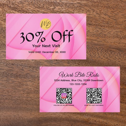 Gradient Pink Wave Restaurant Qr Code Menü und Rabattkarte