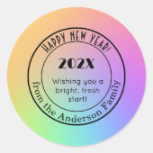 Gradient Rainbow 3-in Happy New Year Round Sticker (Vorderseite)