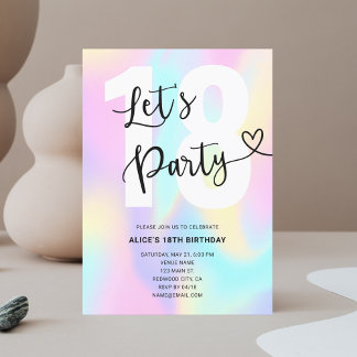 Gradient Rainbow Calligraphy Heart Birthday Einladung
