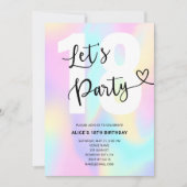 Gradient Rainbow Calligraphy Herz Geburtstag Einladung (Vorderseite)